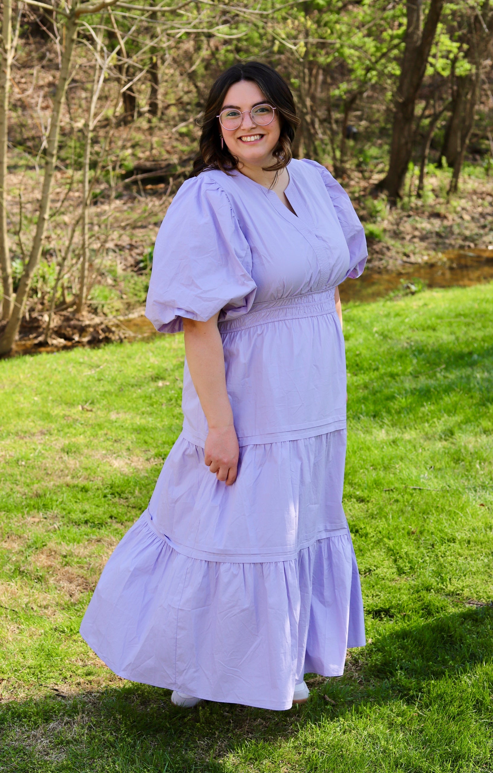 open lace back dress Wisteria V-Neck Short Sleeve Satin Maxi Bridesmaid Dress with Slit Wisteria / Custom Size main image 1