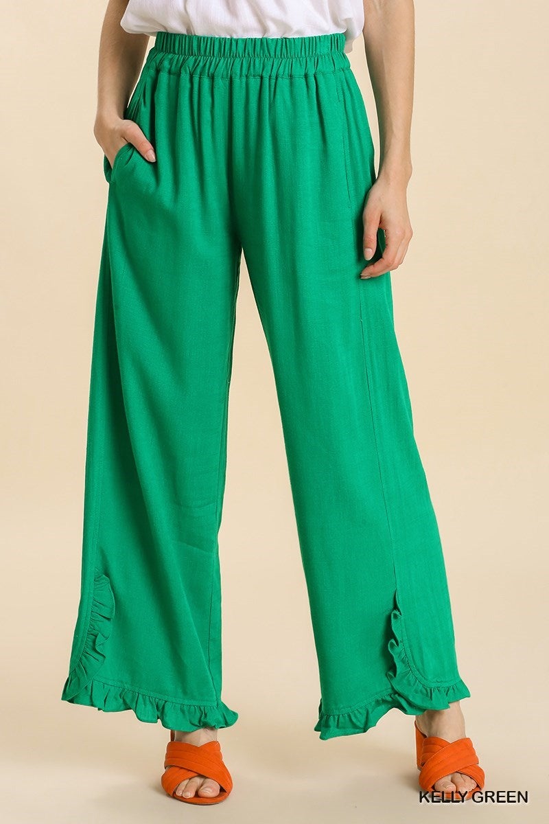 A LOT LESS Wide leg Pleated Pants 'Daliah' in Light Green | ABOUT YOU